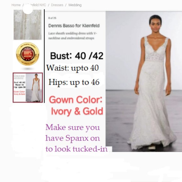 Ivory & Light Gold Dennis Basso Gown Designed for Kleinfeld - Picture 14 of 17